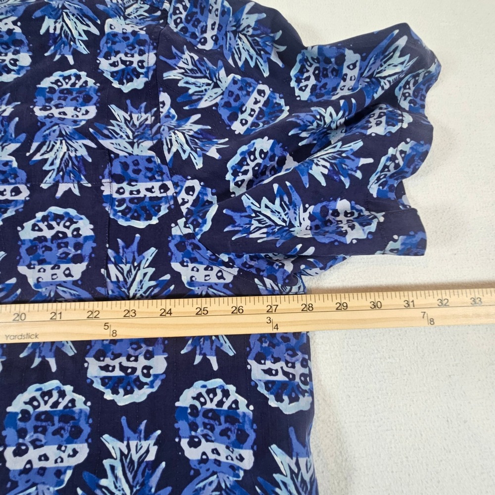 Tommy Bahama Button Down Shirt Mens XXL Blue Pineapple‎ Silk Short Sleeve - Picture 8 of 11